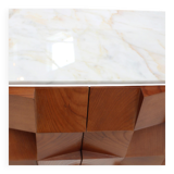 Brutalist Style Sideboard In Solid Wood and Siena Marble