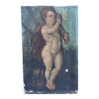 Antique wall art putti angel painting cherub antique french baroque art