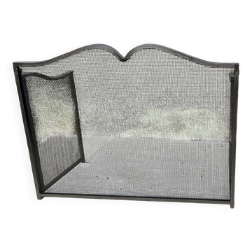 Black cast iron fireplace screen with 2 panels.