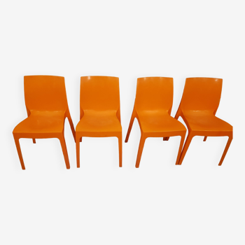 Suite 4 chaises vintage orange