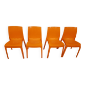 Suite 4 chaises vintage orange