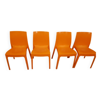 Suite 4 chaises vintage orange