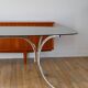 Coffee table in smoked glass and chrome legs, Design, 1970