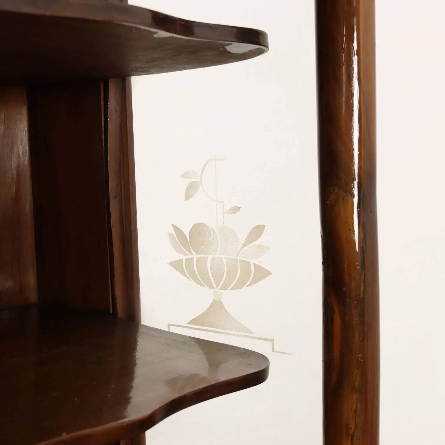 Vintage display cabinet from the 1920s-30s in walnut, Italy.