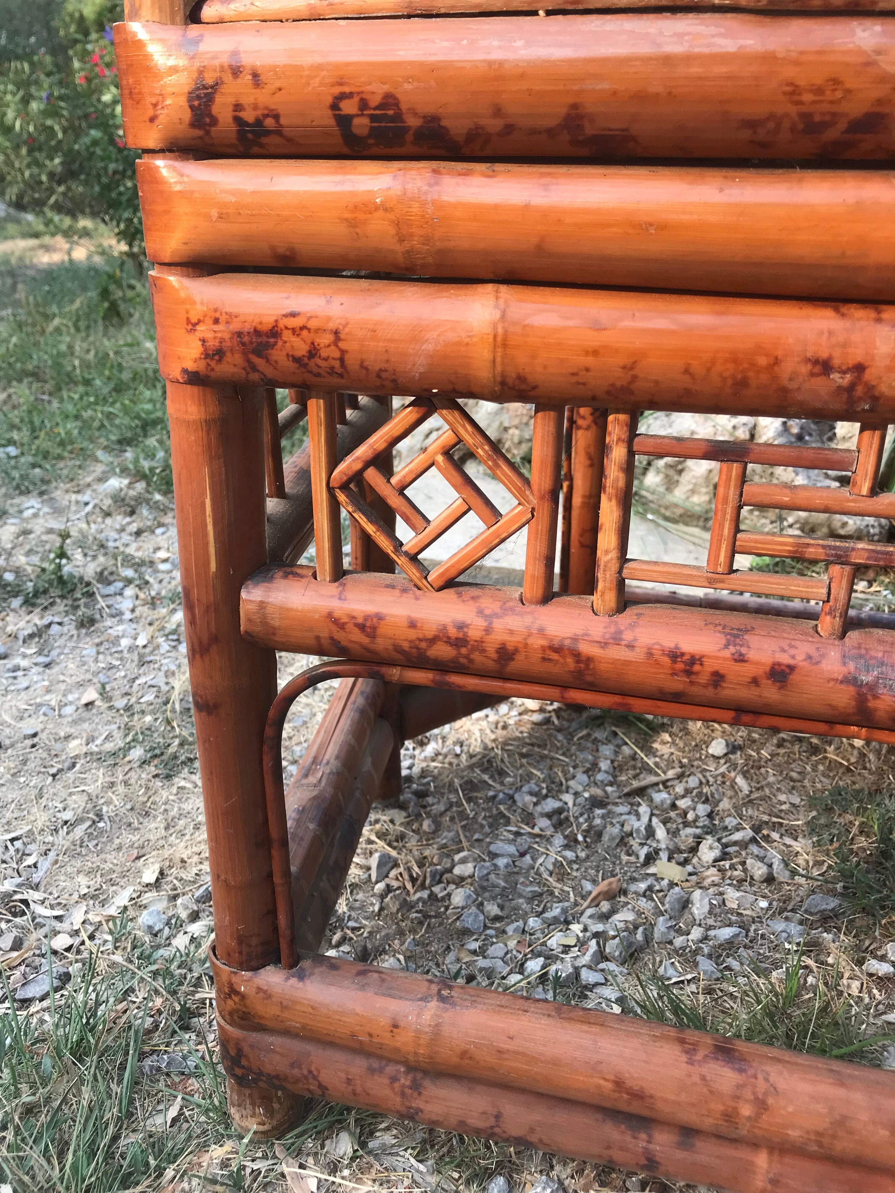 Paire de fauteuils vintage rotin et bambou