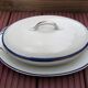 Vegetable and its dish Limoges porcelain blue and gold fillet