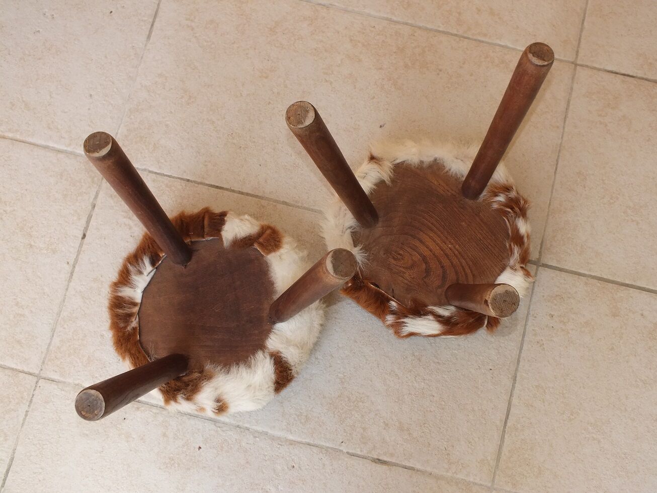 Pair of cow skin stools