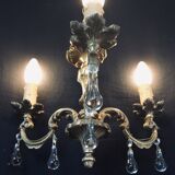 Lustre à 3 lumières bronze et cristal