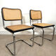 Pair of Marcel Breuer B32 Cesca chairs made in Italy.