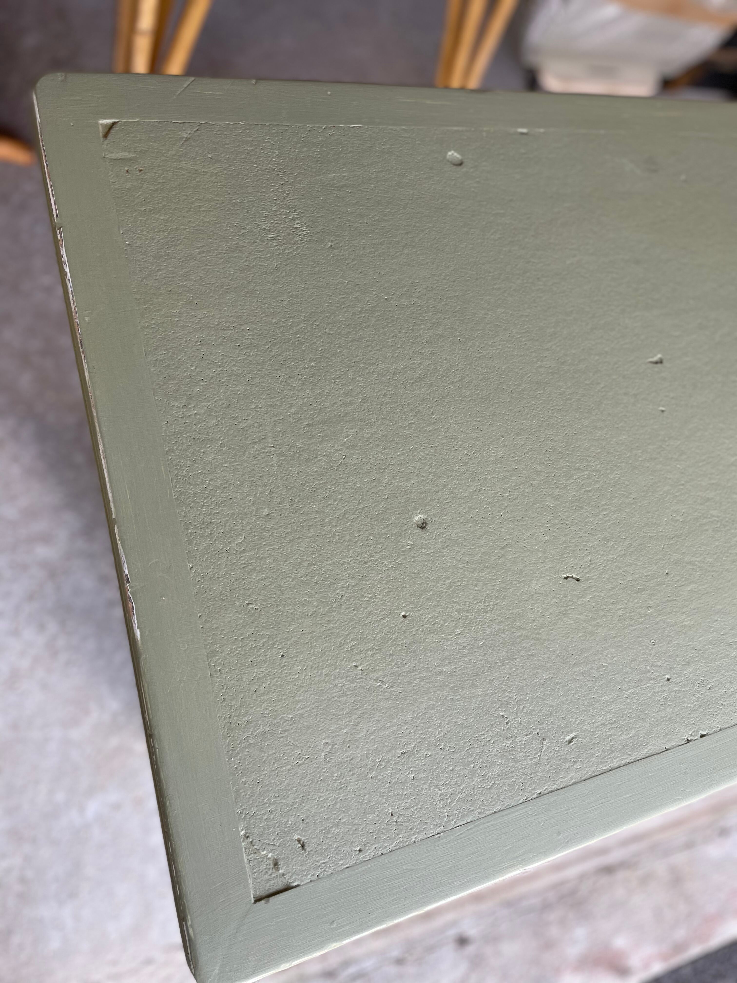 Patinated green baluster table
