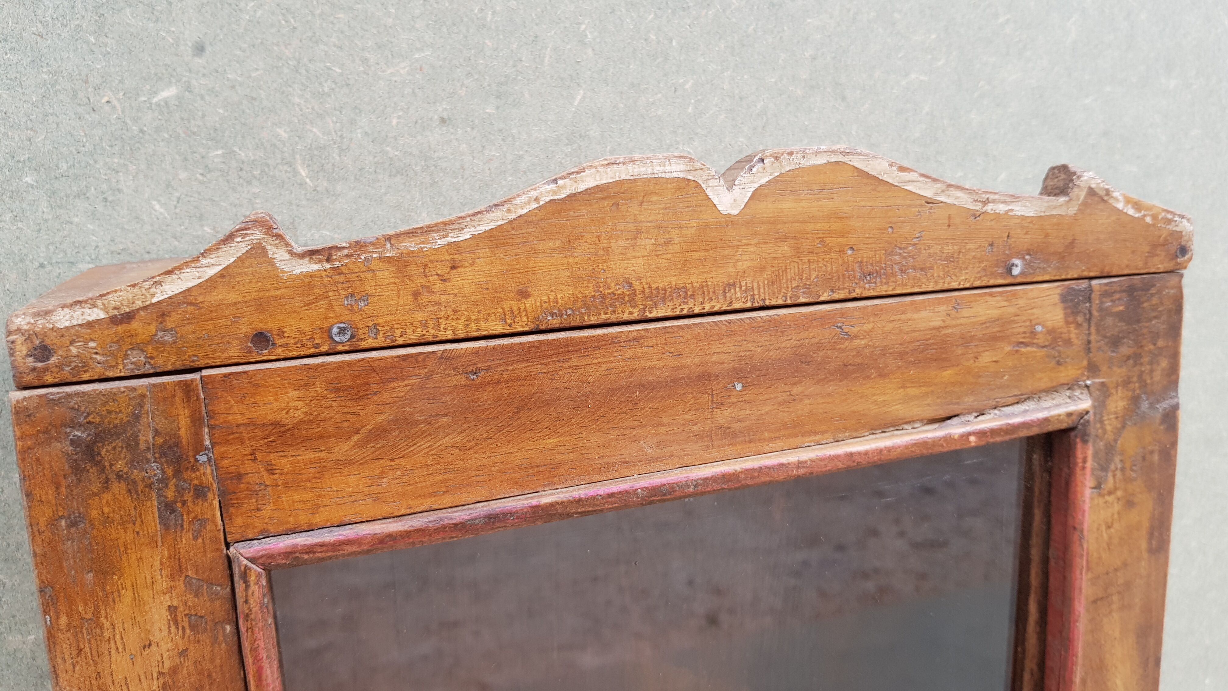 Medicine cabinet wall display case in ancient Burmese teak