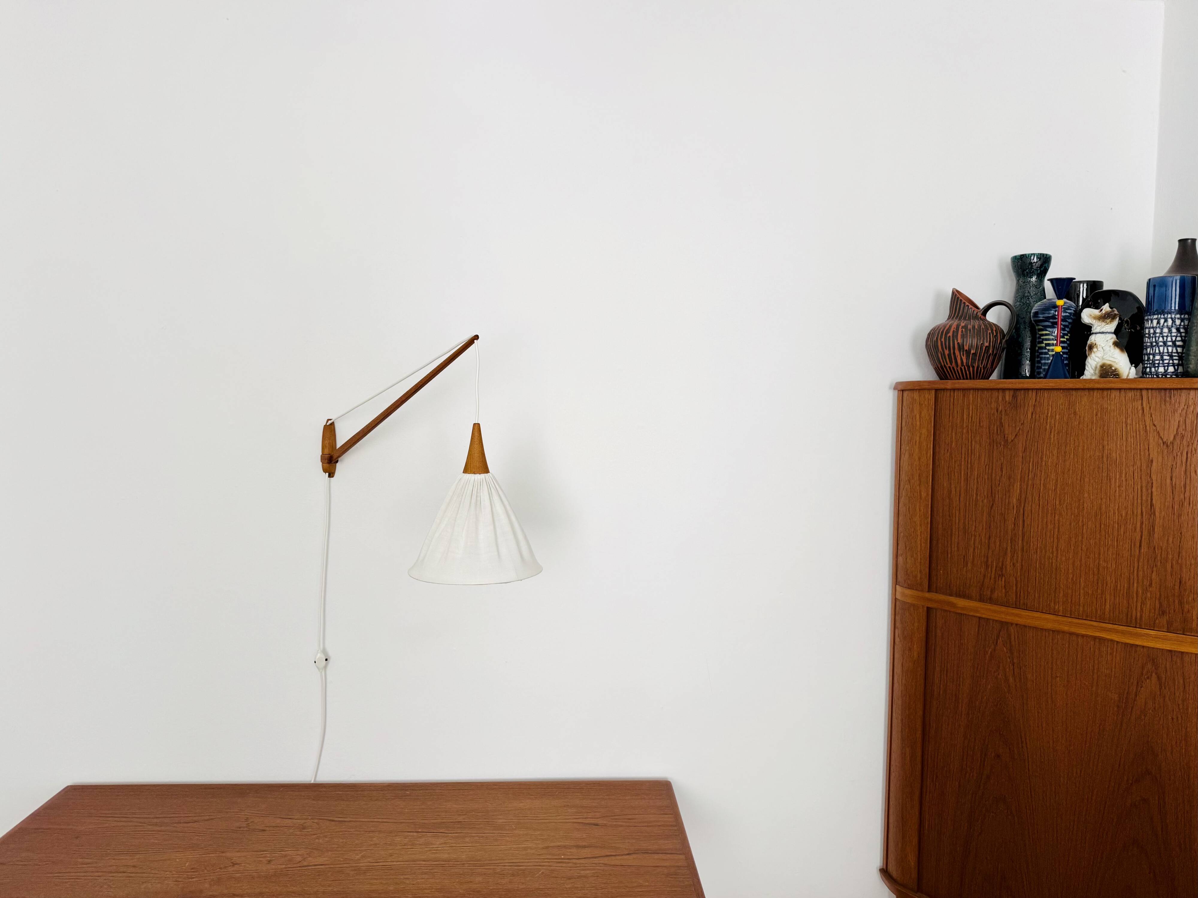 Danish Adjustable Oak Wall Lamp by Uno and Östen Kristiansson