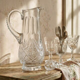Large cut crystal water pitcher, European crystal makers 20th century