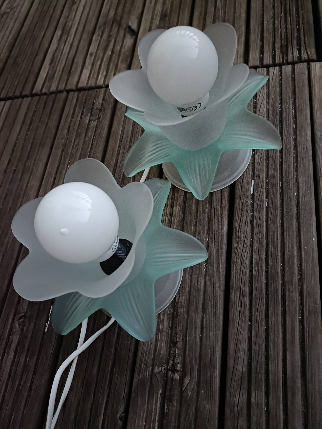 Pair of vintage flower lamps