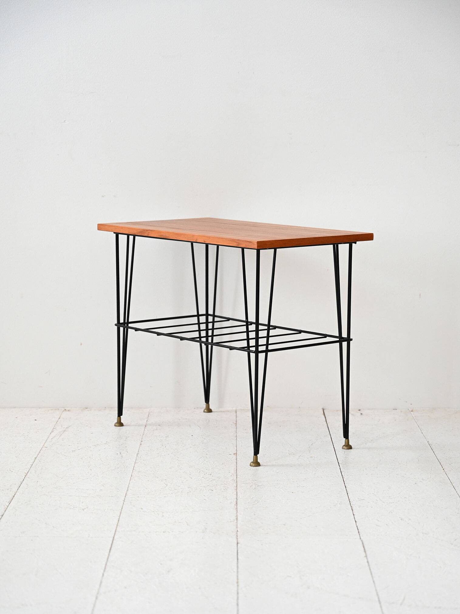 Vintage Scandinavian nightstand in wood and metal