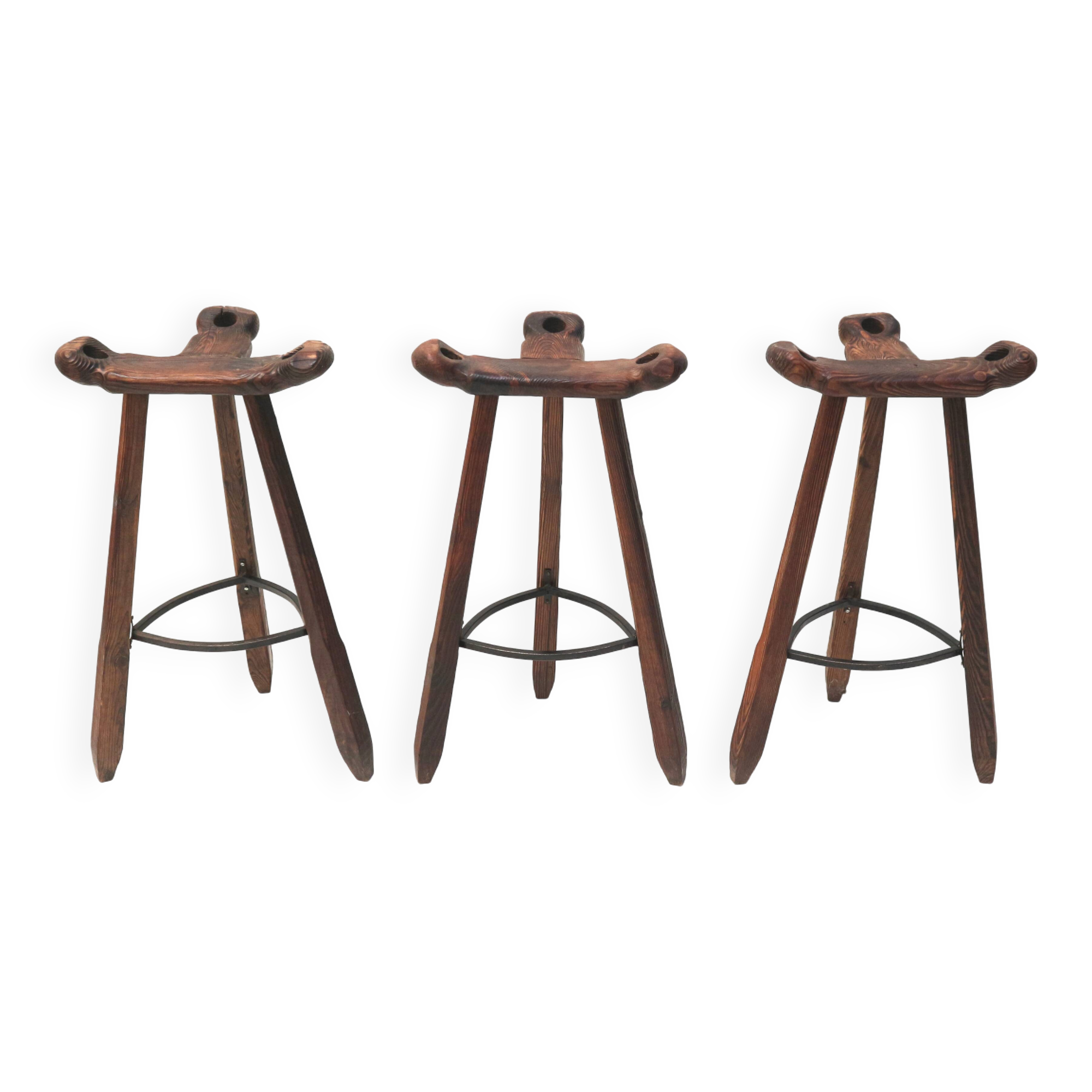 3x Vintage Spanish brutalist ‘Marbella’ stool by Confonorm, 70s