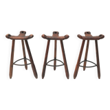 3x Vintage Spanish brutalist ‘Marbella’ stool by Confonorm, 70s