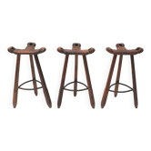3x Vintage Spanish brutalist ‘Marbella’ stool by Confonorm, 70s