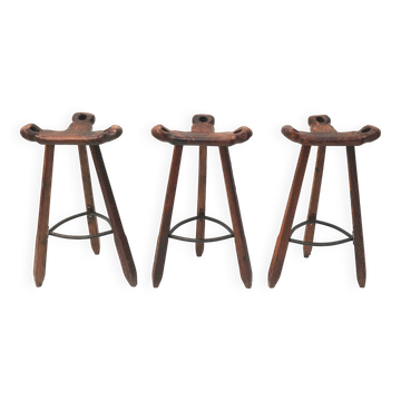3x Tabouret brutaliste espagnol vintage « Marbella » par Confonorm, années 70