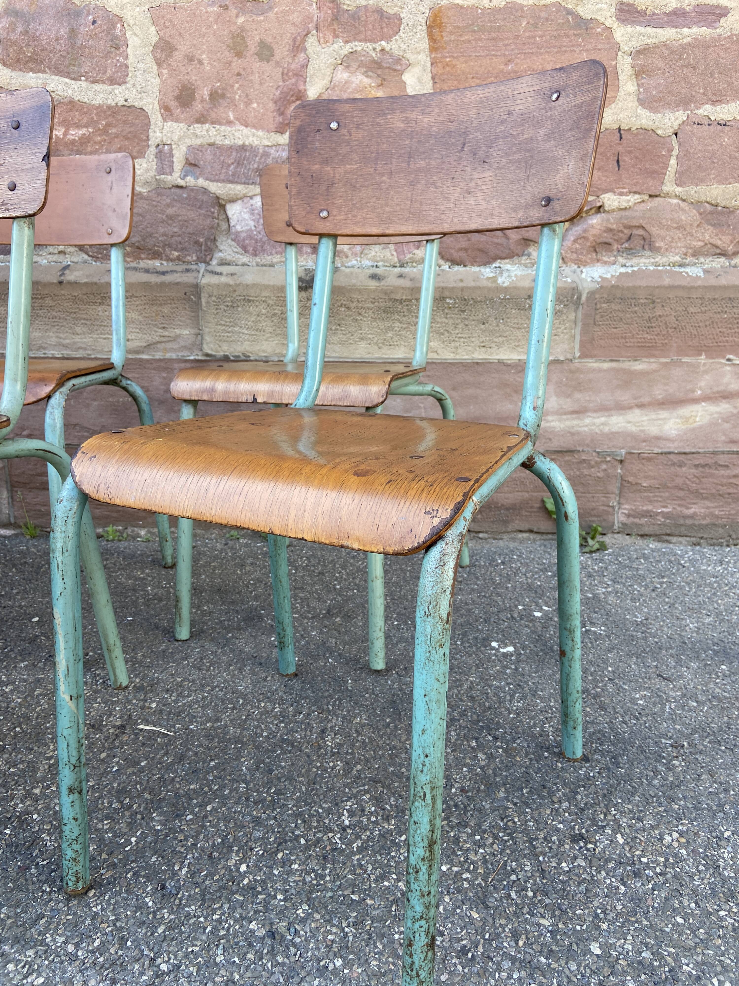Lot de 10 chaises d'école 60s  industrielle école vintage collectivités mullca