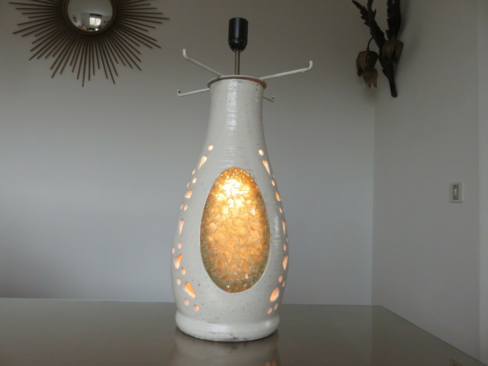Ceramic lamp and resin "Accolay" 50s 60s