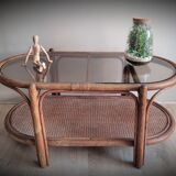 Rattan coffee table smoked glass