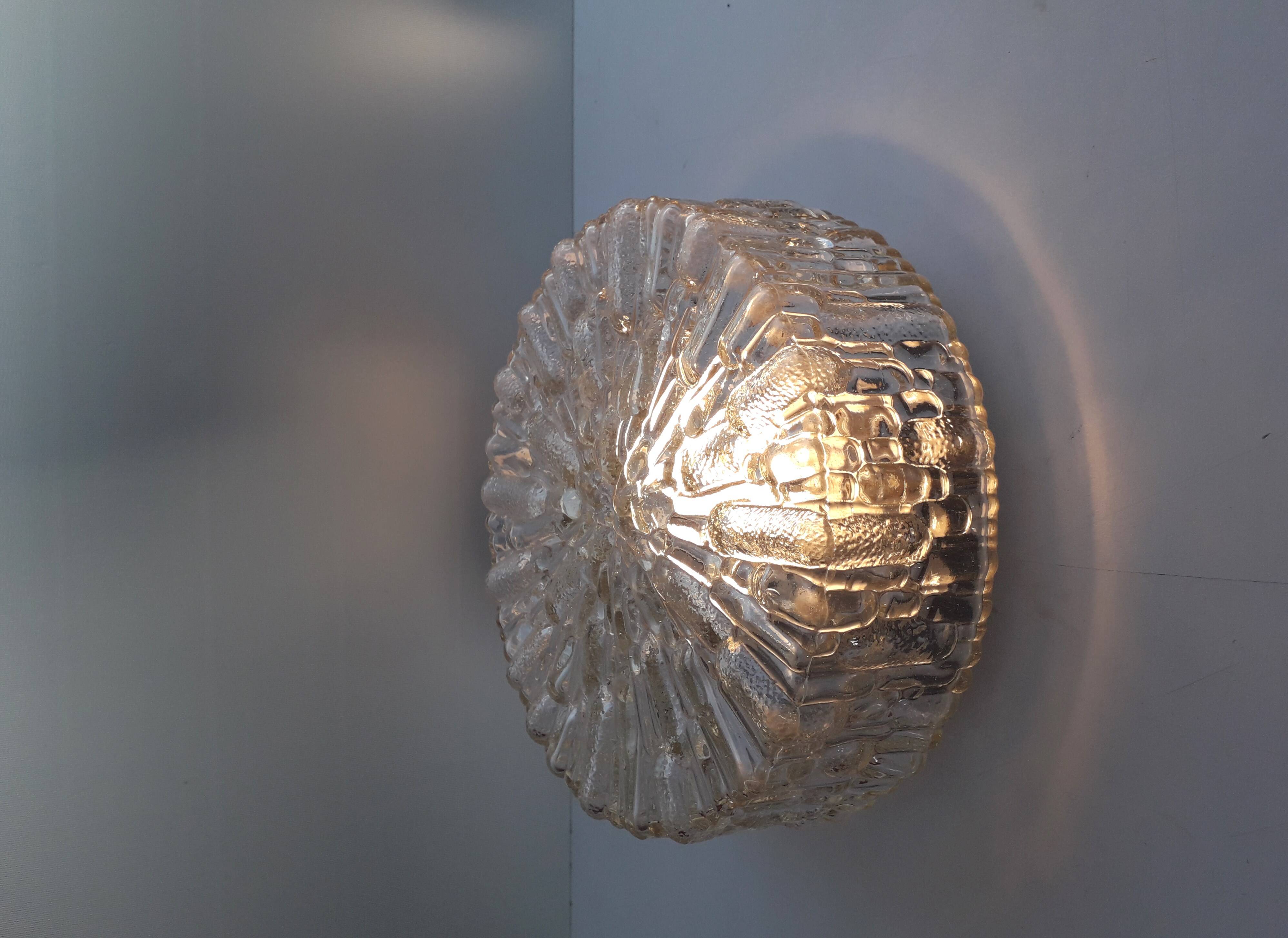 Old ceiling light / wall light - molded glass - 1970