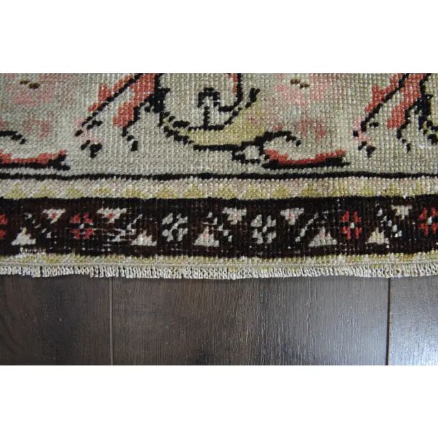 Orange Handmade Wool Turkish Vintage Oushak Runner Rug 94x324