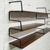 Zigzag string shelf 3 black ladders 5 teak shelves 1950