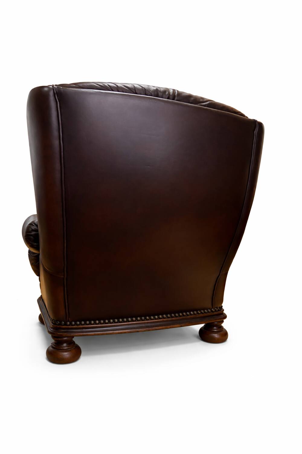 Vintage English Leather Wingback Armchair – 1980s