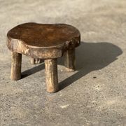 Mini low stool in upcycled old Asian teak H15 D24