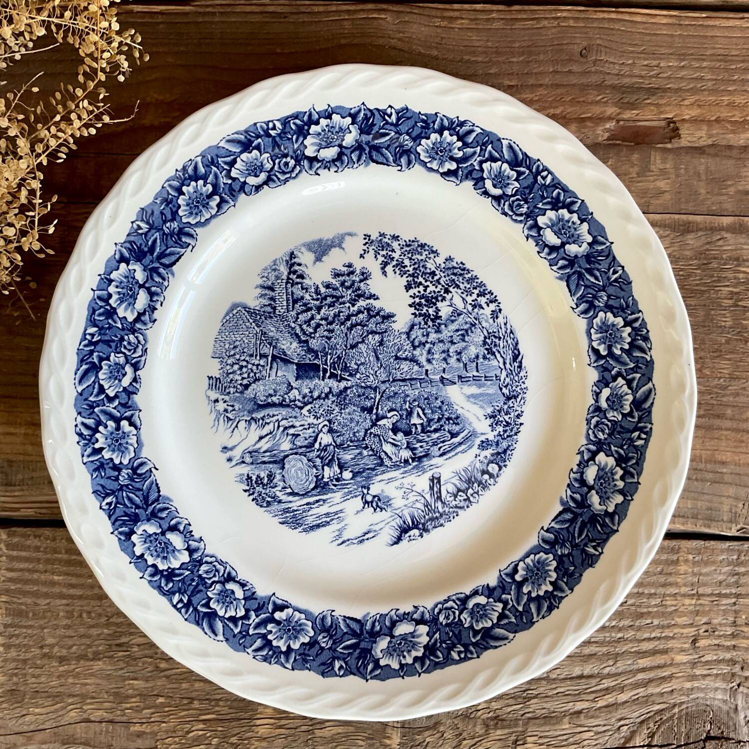 4 assiettes plates Staffordshire England « countryside »