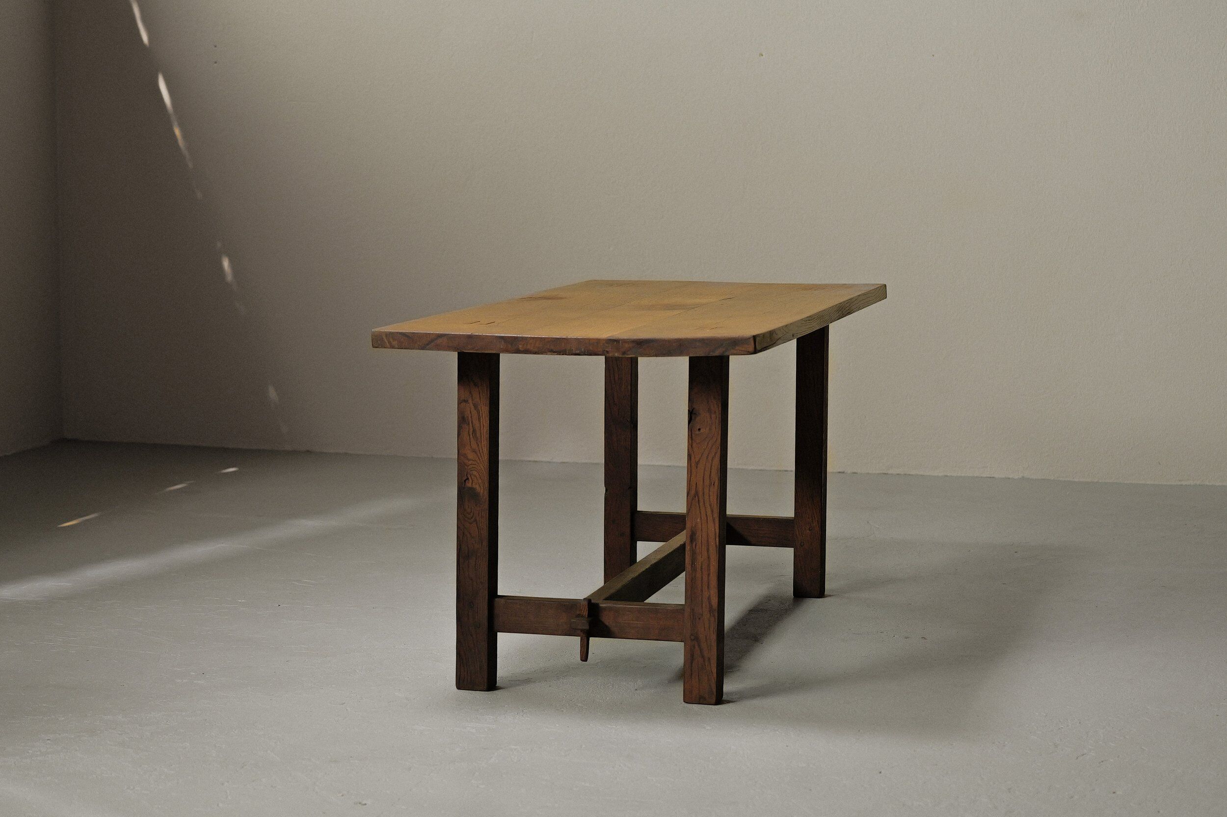 Solid oak farmhouse table, 1970 – Handcrafted