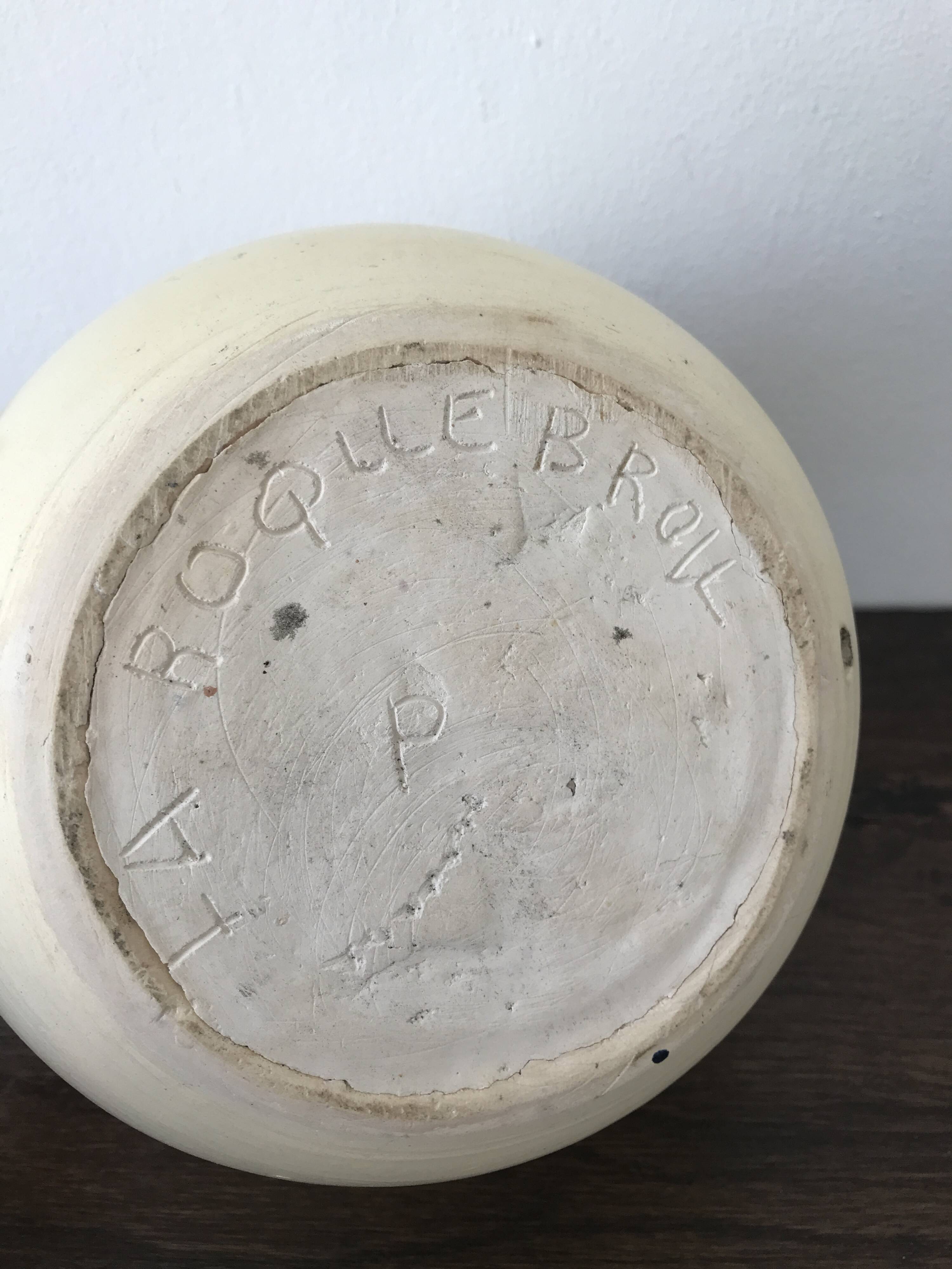 Artisanal ceramic ball vase lamp base, Laroquebrou pottery