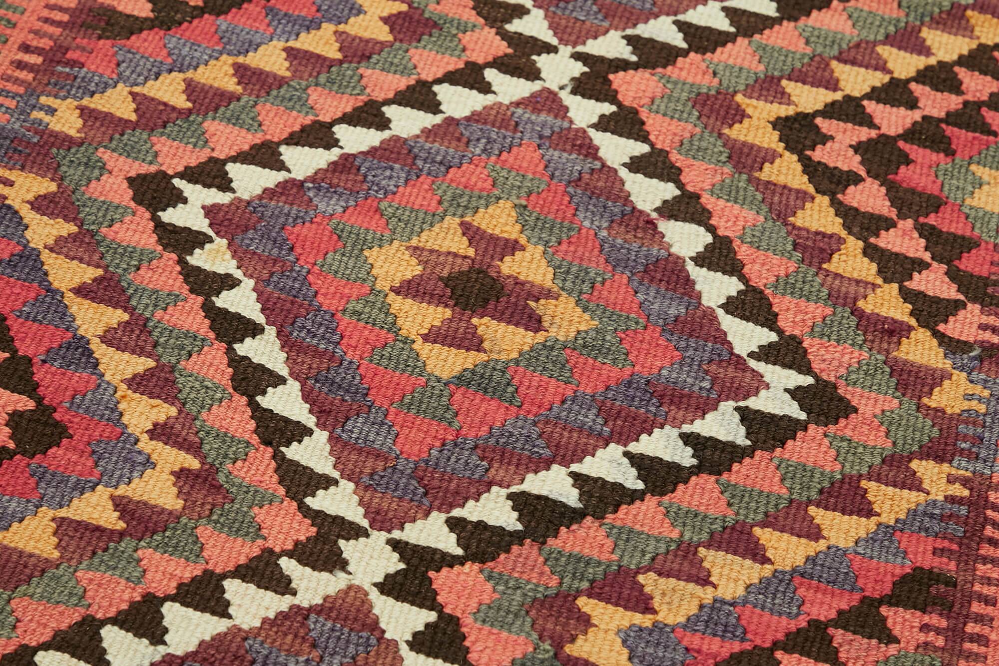 Turkish Handwoven Vintage Herki Kilim 84 cm x 368 cm