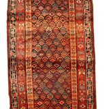 Handmade antique Persian Kurdish runner 3.6' x 17.8' (109cm x 542cm) 1880s - 1B445