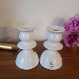 Pair of biot earthenware candlesticks
