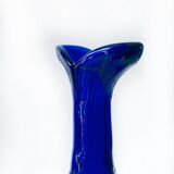 Blue glass fish vase