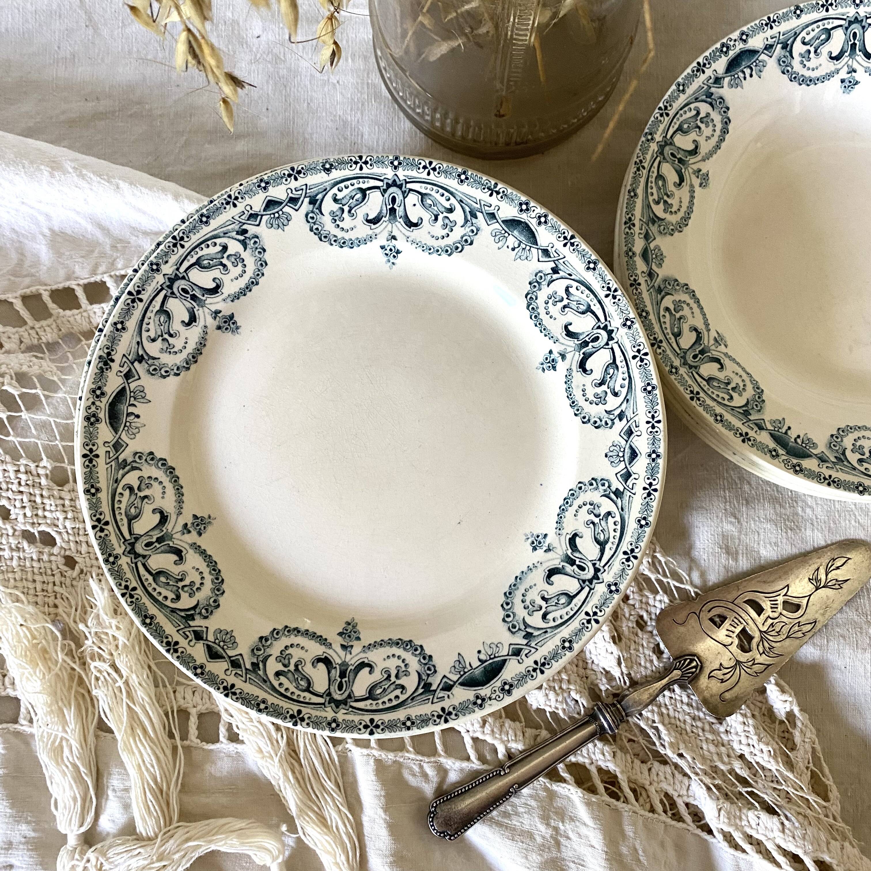 Antique Terre de Fer deep plates, early 20th century