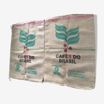 Lot de 2 sacs à café toile jutte Brésil