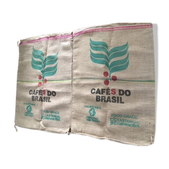 Lot de 2 sacs à café toile jutte Brésil