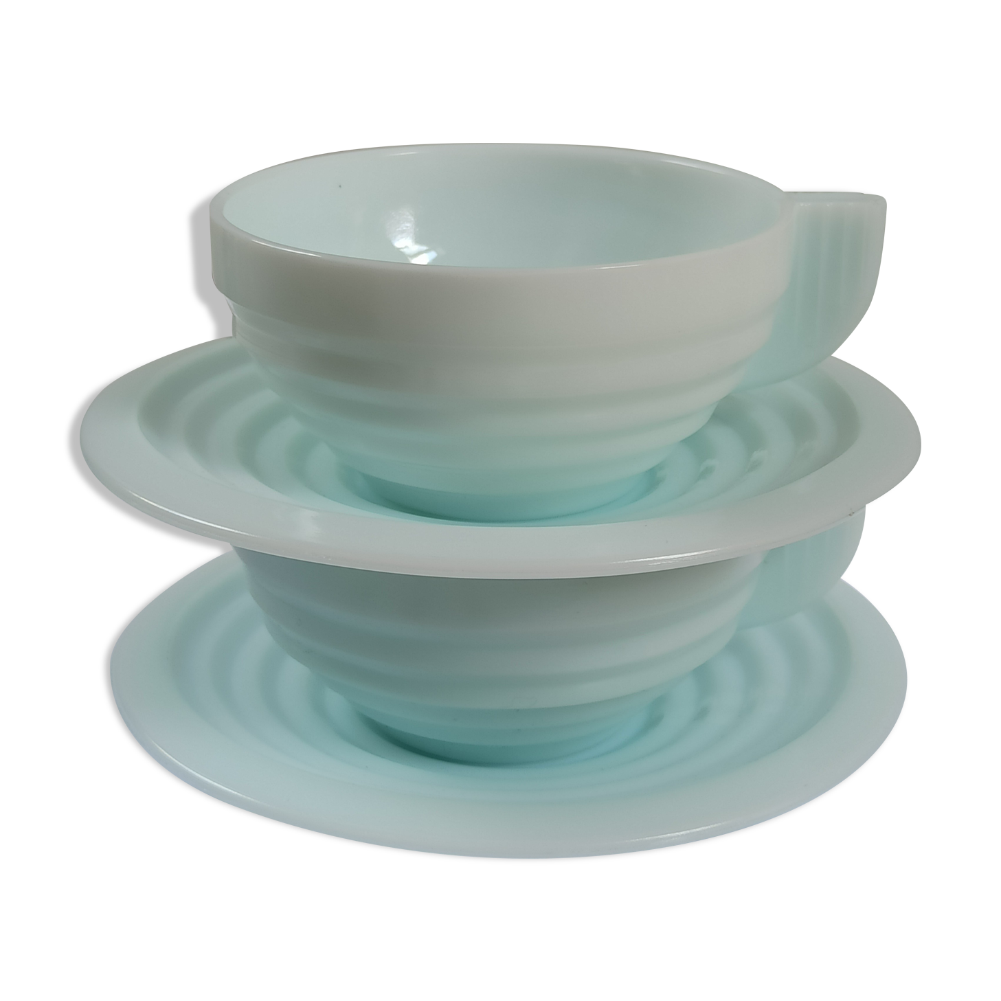 Art Deco blue opaline cups