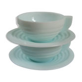 Art Deco blue opaline cups