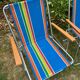 Pair of vintage nylon canvas folding garden armchairs