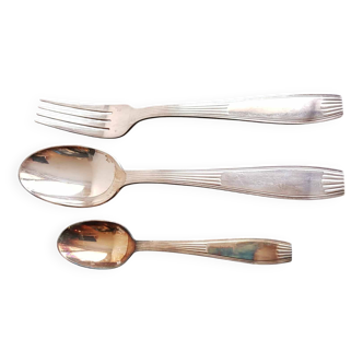 Antique Christofle cutlery set, Art Deco period, "chevron" model