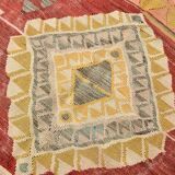 Tapis Kilim turc vintage rouge et vert 4x7 135x210 cm SK 2239