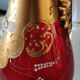 Vase/Ewer in blown Murano Art Glass/Trefuochi model, in ruby red & gold colours