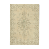 Handwoven unique anatolian beige carpet 212 cm x 300 cm