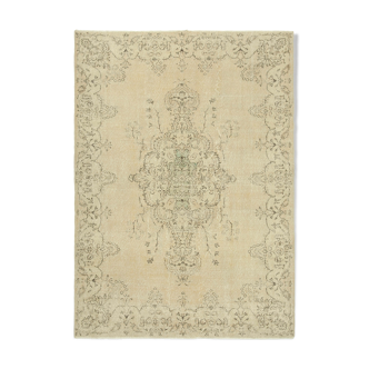 Handwoven unique anatolian beige carpet 212 cm x 300 cm