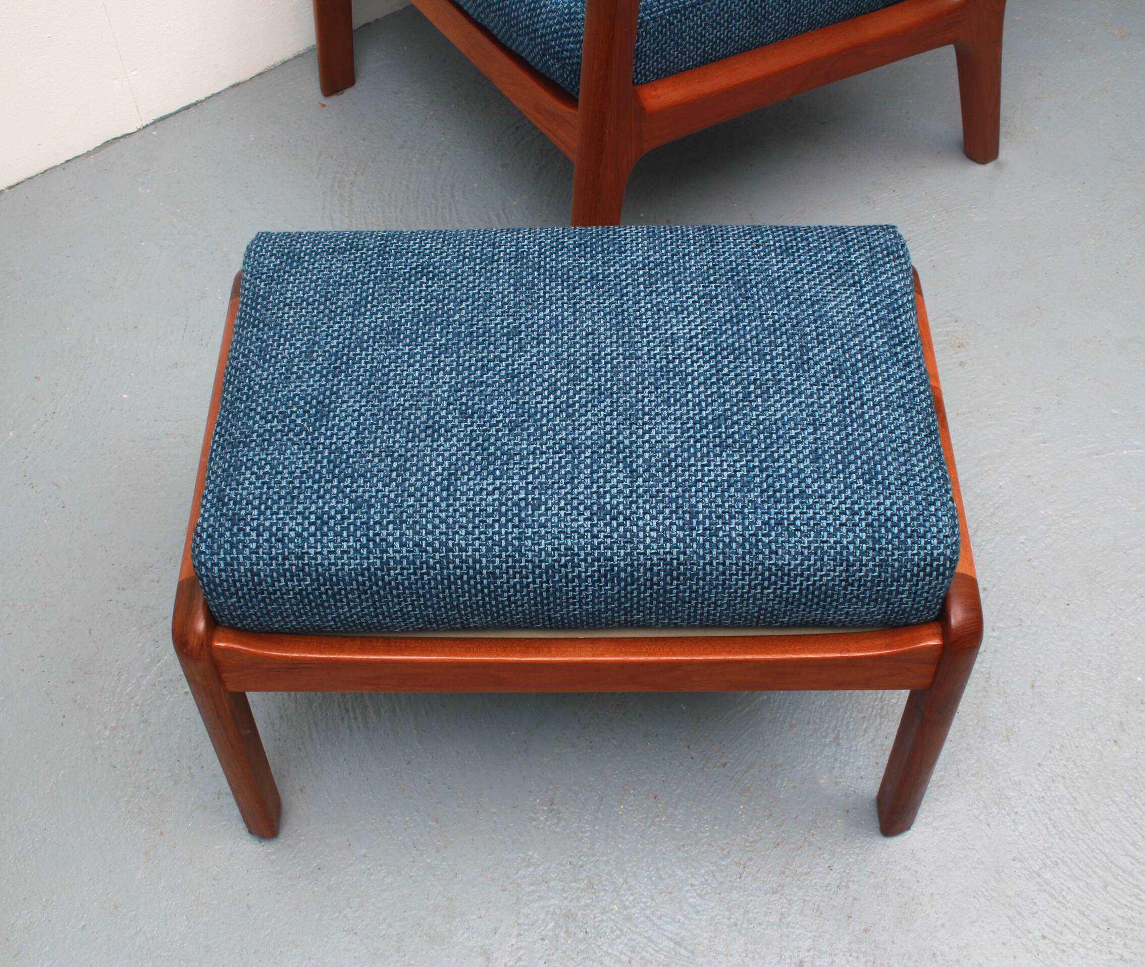 1960s armchair + ottomane teak, Ole Wanscher for Cado